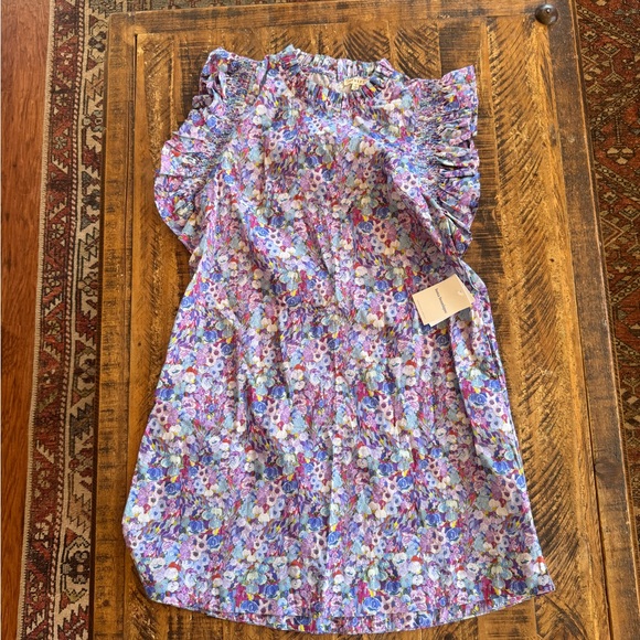 JODIFL Dresses & Skirts - JODIFL Vibrant Floral Dress with Ruffle Shoulders